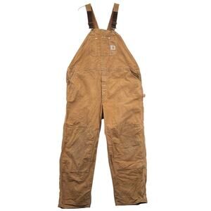 Carhartt Duck Bib Overall Size 50 x 32 Brown Canvas USA Made Vintage Double Knee